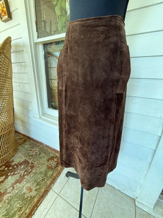 Anne Fogarty Dresses & Skirts - Vintage 70's Anne Fogarty Brown Suede Skirt Marked Size 14